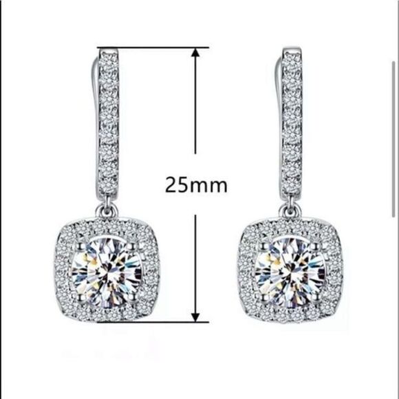 The Bling 925 Silver Drop White Sapphire Earrings - Picture 4 of 6